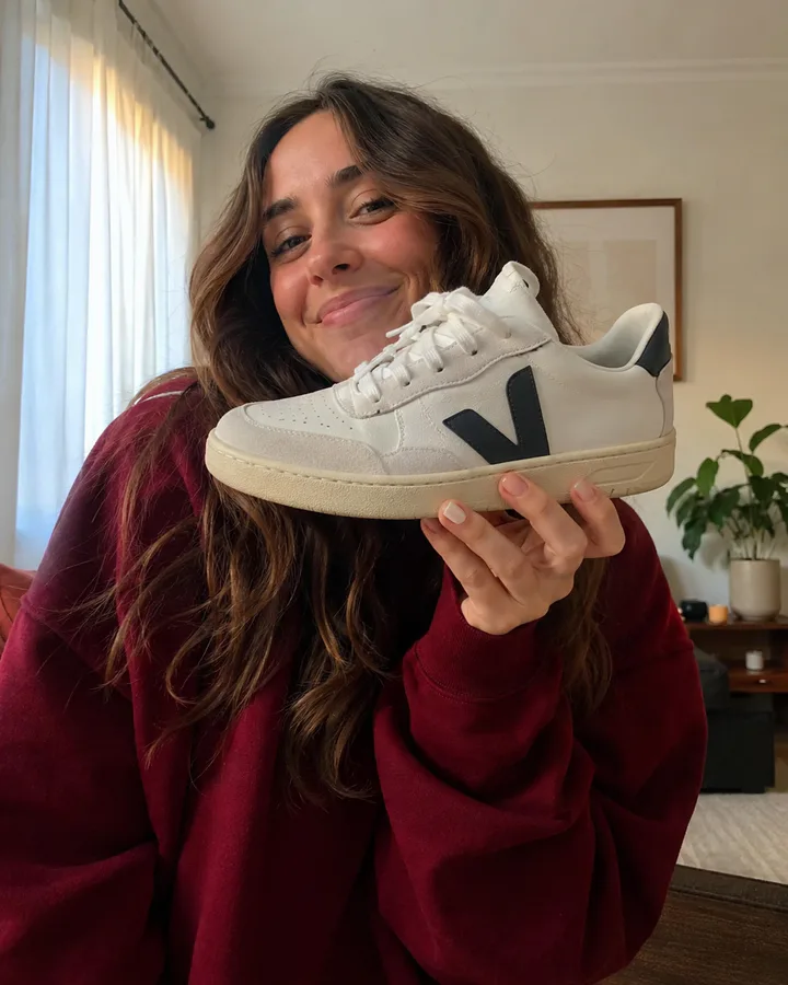 Customer upload featuring a cream running shoe